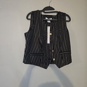 black pinstripe vest. 